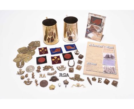 A small group of WW2 militaria relating to Paiforce, comprising three pairs of uniform patches: HQ Staff, 8th Indian Division
