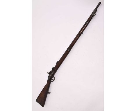 An Austrian Werndl breech-loading percussion rifle, 19th century 33 1/2" barrel, with folding ladder sight and fixed foresigh
