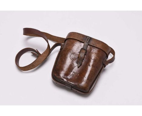 A pair of British military field binoculars, dated 1902, manufactured by Lawrence &amp; Mayo, in a fitted leather case stampe