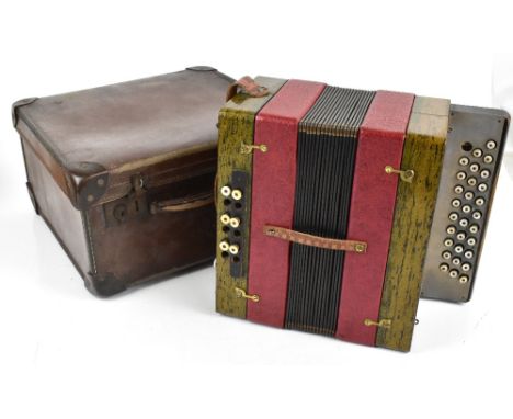 A mid-20th century piano accordion with blind fret detail and mother of pearl keys, in carrying case.Additional InformationOn