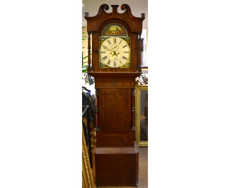 A mid-19th century mahogany and rosewood cross banded eight day longcase clock, the arched painted dial inscribed 'Bostock, S