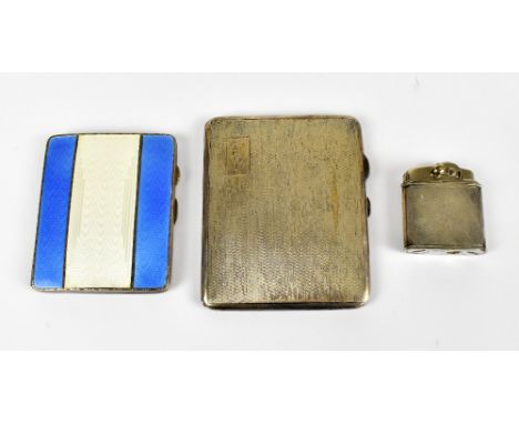 MAYES, MILLS &amp; CO; a George VI hallmarked silver cigarette case with engine turned detail, initialled GBGP, Birmingham 19