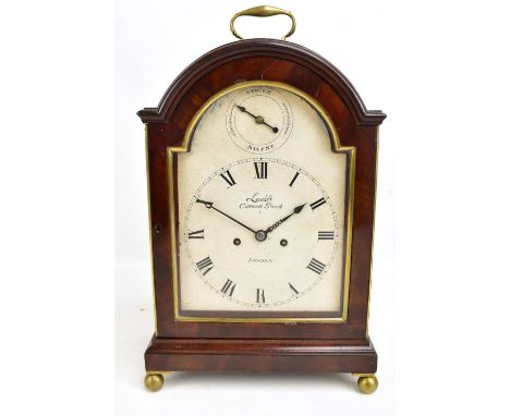 LADD OF CANNON STREET LONDON; an early 19th century mahogany bracket clock with double fusee movement, the white enamelled di