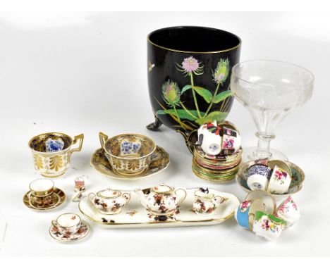 A collection of 19th century and later ceramics and glassware to include a Coalport miniature tea service decorated in the Ho