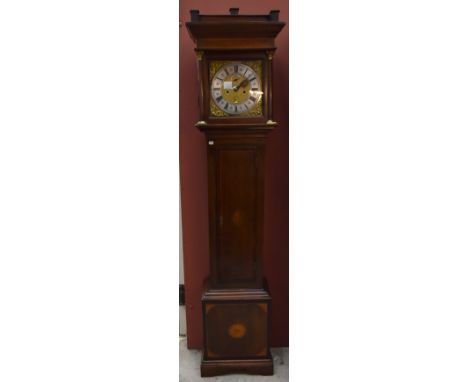 An 18th century oak cased longcase clock, the brass face with silvered dial with Roman and Arabic numerals with subsidiary di