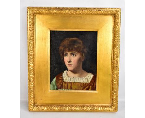 EDWIN HARRIS (1855-1906); oil on canvas, portrait of a young girl, signed upper left, 34 x 27cm, framed with artist's biograp