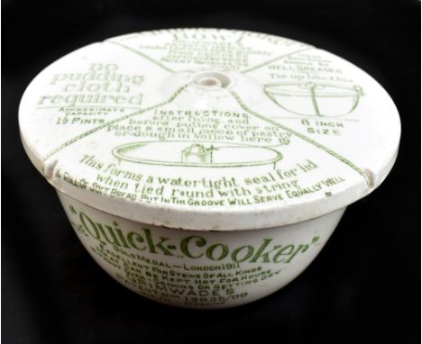 GRIMWADES; an early 20th century transfer printed 'Quick-Cooker' ceramic bowl, diameter of lid 17.5cm.Additional InformationS