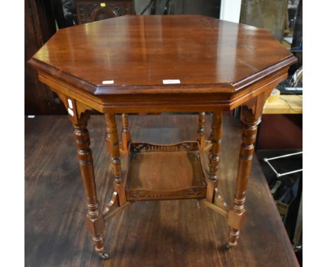 A late Victorian mahogany octagonal topped occasional table, height 73cm, diameter 76cm.Additional InformationMinimal wear, g