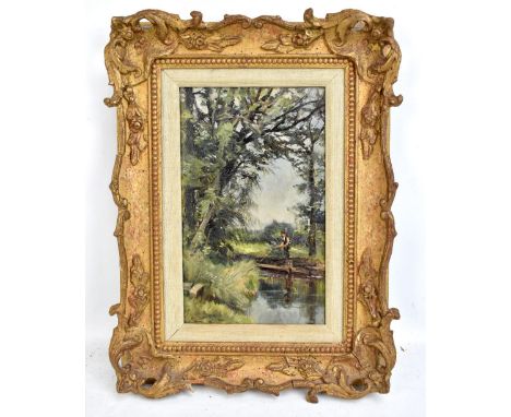 LATE 19TH CONTINENTAL SCHOOL; oil on board, 'The Damfoot', indistinctly signed, inscribed verso, 23 x 14cm, framed.Additional