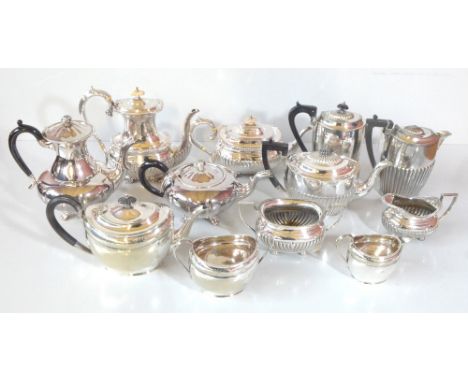 A group of silver plated part tea services including Birks Regency Plate four part tea service with cast decoration and part 