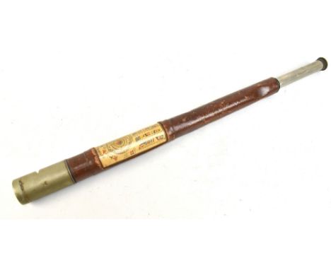 EMANUEL OF PORTSEA; a Victorian single drawer telescope with stitched leather body and divisional compass signal window to th