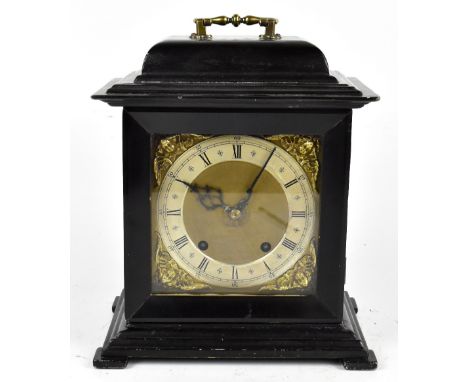 WINTERHALDER &amp; HOFMEIER; a 19th century bracket clock movement in later ebonised case with silver bell, the dial set with