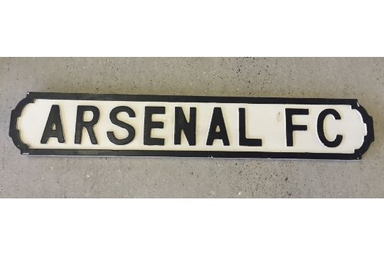 An Arsenal Fc Wooden Road Sign Plaque Approx 78cm Long