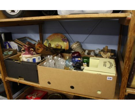 Shelf of assorted, glassware, china etc.