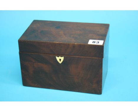 A small 19th Century mahogany tea caddy, 19cm wide