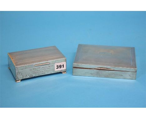 Two silver engine turned cigarette cases