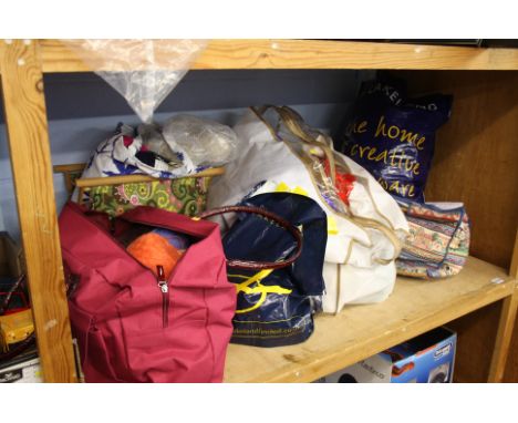 Shelf of assorted knitting accessories