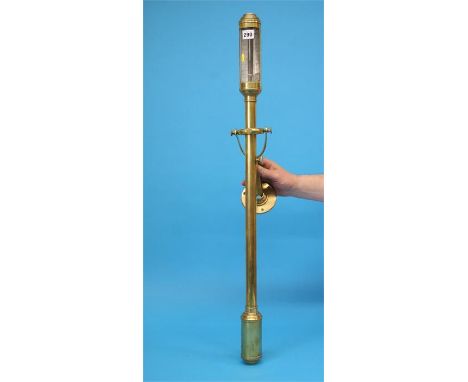 A brass ships barometer in gimble, Ex: R.N Desterro