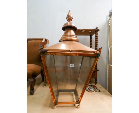 A copper and glass street lamp top 36" high 17" wide 