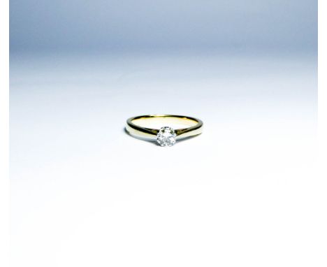 9ct gold single stone diamond ring, set with a diamond of 20 points, ring size M