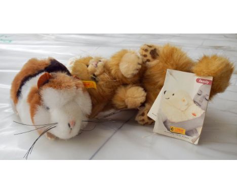 Modern Steiff Guinea pig and a Steiff sleeping kitten