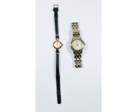 Ladies vintage Longines dress watch with original fitted box, and a Raymond Weil ladies quartz wristwatch on bi- colour stain