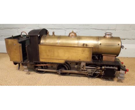 A live steam model brass tank engine locomotive 29" long   Gauge of model 4"