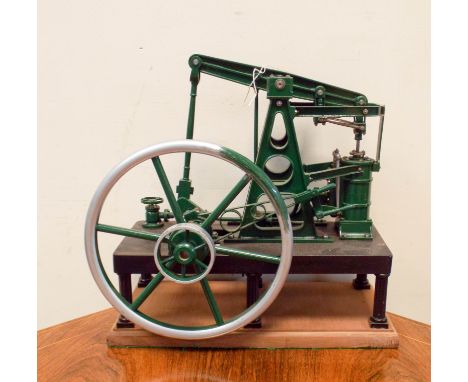 A stationary model live steam beam engine 12 1/2" x 5 1/4" approx 13" high 