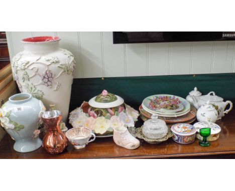 A large vase, various others, a teapot, plates and ornamental china 