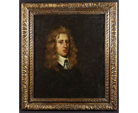 Circle of Anthony van Dyck. A 17th Century Oil on Canvas: Portrait of an aristocratic gentleman wearing a black tunic with ta