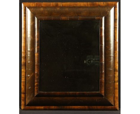 A William & Mary Oyster Veneered Cushion Front Wall Mirror 23 ins x 20 ins (58 cm x 51 cms).
