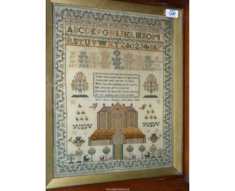 A Rosewood and gilt framed sampler by Ann Fulton, Paisley, December 1846, a stunning example of her sampler in condition, com