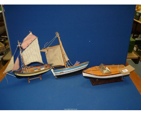 Three model boats including one vintage, etc.