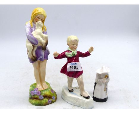 Two Royal Worcester figures 'January' no. 3452, 6" tall and "Spring", no. 3019, 9" tall, both modelled by E.G. Doughty, 6" ta