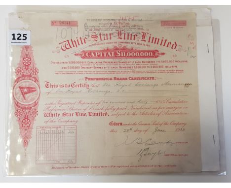 WHITE STAR LINE SHARE CERTIFICATE (1933)