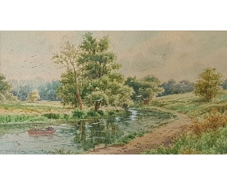R MACAULEY - WATERCOLOUR - RIVER SCENE 12'X7'
