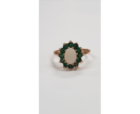 9 CARAT GOLD OPAL CLUSTER RING