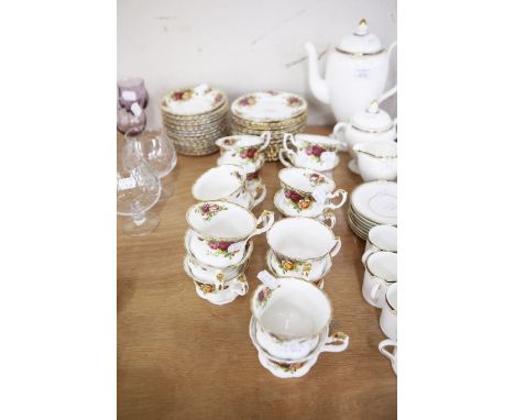 ROYAL ALBERT BONE CHINA 'OLD COUNTRY ROSES' TEA SET FOR 14 PERSONS, VIZ 14 TEA CUPS, 14 SAUCERS AND 14 SIDE PLATES (42) 