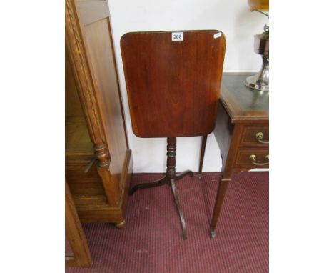 Small mahogany tripod table.H: 72cm (with top down) Table top: 37 x 43cm