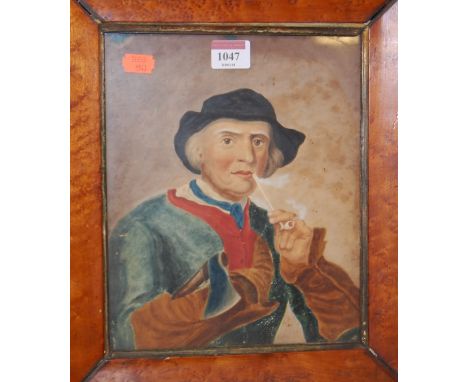 19th century school - Portrait of a woodcutter, watercolour, 25 x 20cm; and one other study of a horse and cart (2)