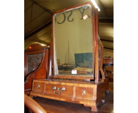 A 19th century mahogany swing dressing table mirror, having three drawer boxbase; together with a similar serpentine example;