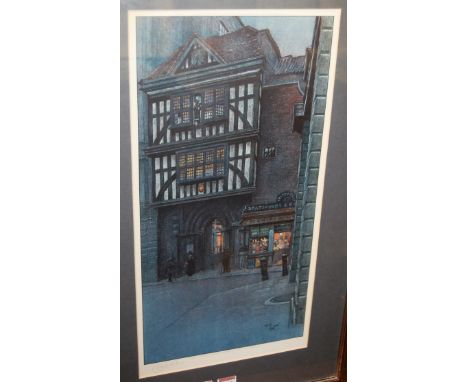 Cecil Aldin - City gates, lithograph, signed in pencil to the margin, 51 x 26cm; after Joshua Reynolds portrait engraving of 
