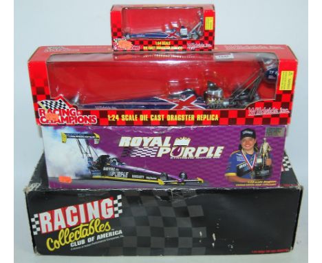 A collection of Action Racing and Racing Champions mixed scale drag racing diecasts to inc. Royal Purple Synthetic Motor Oil,