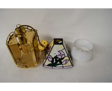 TIFFANY STYLE CEILING LIGHT SHADE PLUS A FURTHER LIGHT FITTING AND A FURTHER SHADE (3)