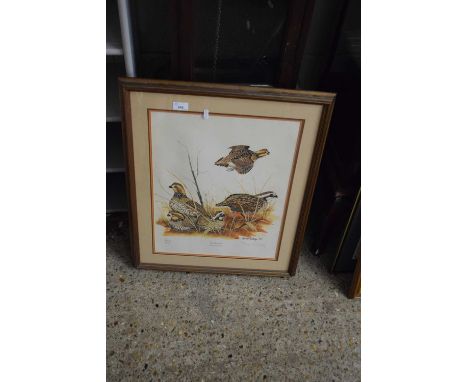 GENE GRAY, COLOURED PRINT, 'BOB WHITE QUAIL', F/G