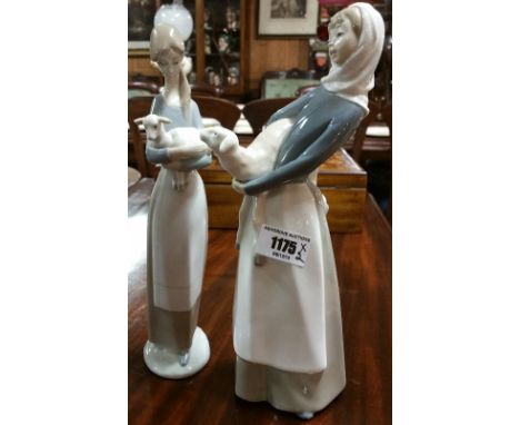 Two Lladro Figures of Girls with Lambs (2).