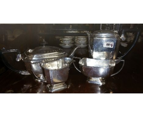 A High Quality Art Deco Sheffield Silver-Plated Tea Service, four pieces. with oblong design.