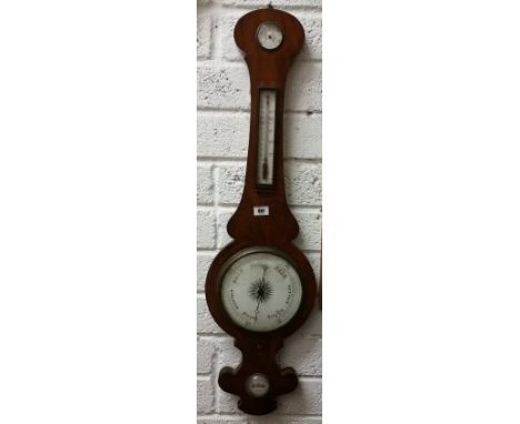 A 19th Century Mahogany Cased Wheel Barometer; with enamel dial.