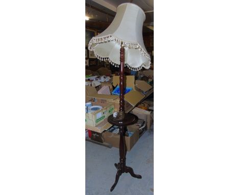 A Standard Lamp & Shade with Tray, on tripod base.