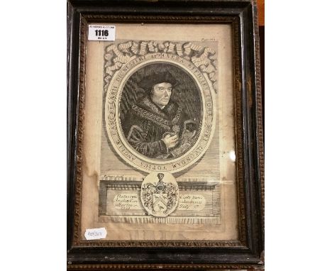 A 17th or 18th Century Monochrome Portrait Engraving of Sir Thomas Moore by Philip Simms. (Page 265 top right, probably from 